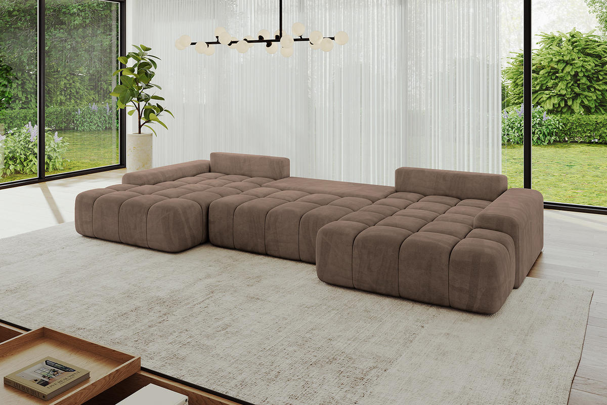 WOHNLANDSCHAFT ENSI-U - 353x164x88 cm Braun - Braun, Holzwerkstoff/Kunststoff (357/69/164cm) - ALTDECOR