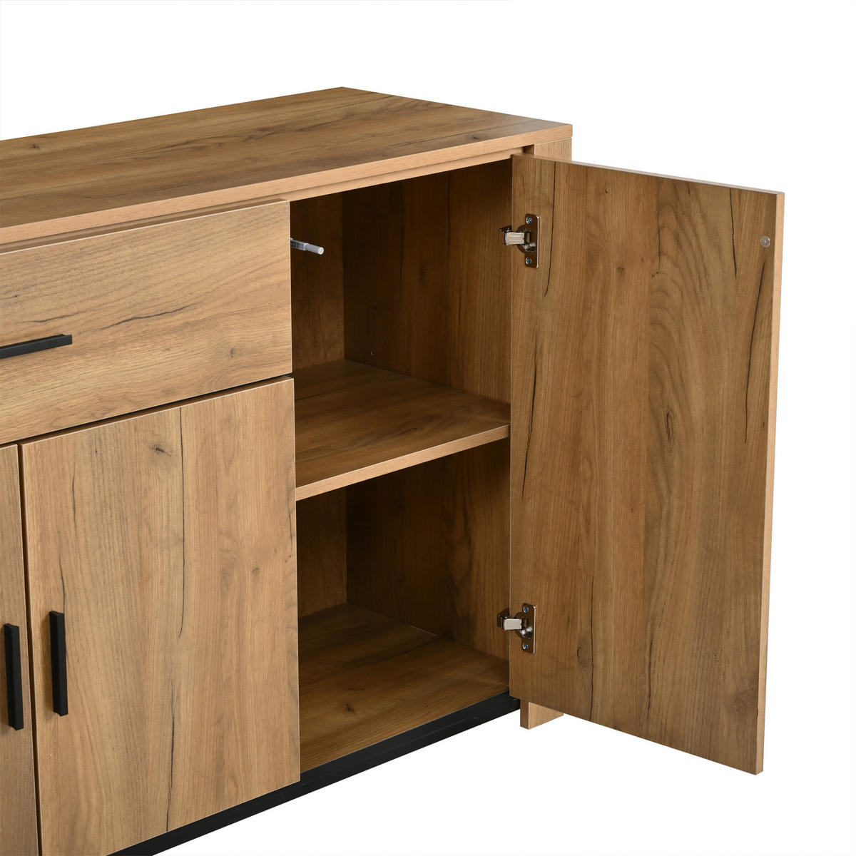 SIDEBOARD Holz 4 Türen 1 Schublade 160x40x75cm Stauraum - Eichefarben, Holzwerkstoff (40/75/160cm) - FLIEKS