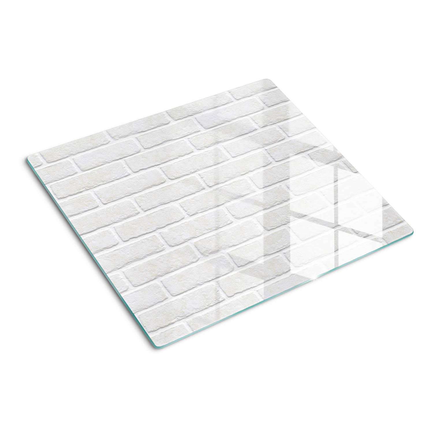 GLASPLATTE 60x52 cm Ziegelmauer - Weiß, Glas (60/0.4/52cm) - TULUP