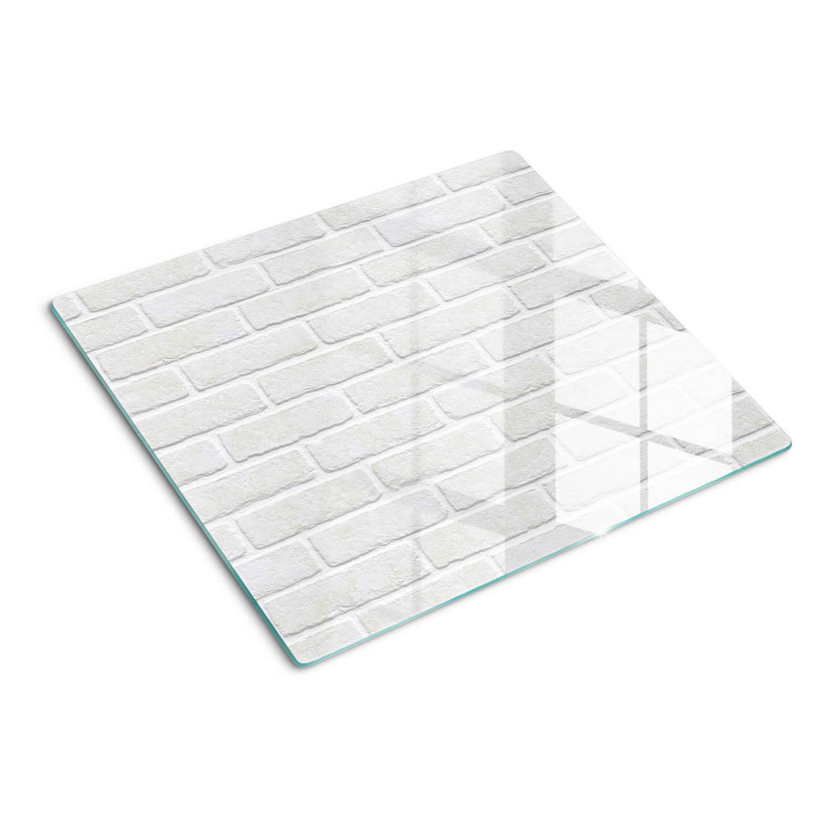 GLASPLATTE 60x52 cm Ziegelmauer - Weiß, Glas (60/0.4/52cm) - TULUP