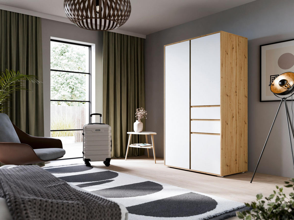 KLEIDERSCHRANK 2-türig FALUN (B/H/T: ca. 100/194/56 cm) in Artisan Eiche Nachbildung/weiß - Eiche Artisan, Holzwerkstoff (100/194/56cm)