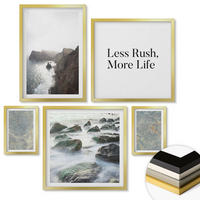 WANDBILDER 5er Set - 50x50 cm & 20x30 cm & 40x60 cm Goldrahmen - Grüner Marmor Melancholie - Goldfarben, Kunststoff (40/60cm) - ArtPrintCave