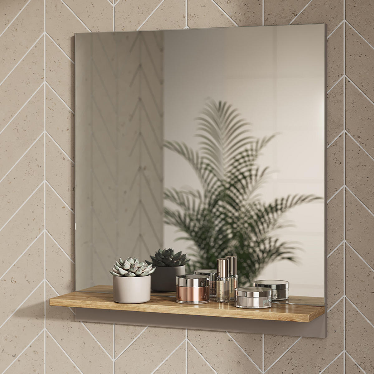 KOUPELNOVÁ ZRCADLOVÁ SKŘÍŇKA Marelle Greige - šedobéžová/dub artisan, kompozitní dřevo (60/67/14cm) - Vicco