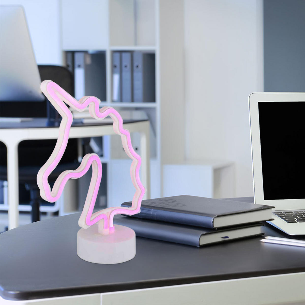 LED TISCHLEUCHTE Einhorn Weiß - Weiß, Kunststoff (20/10/28.5cm) - Globo Lighting