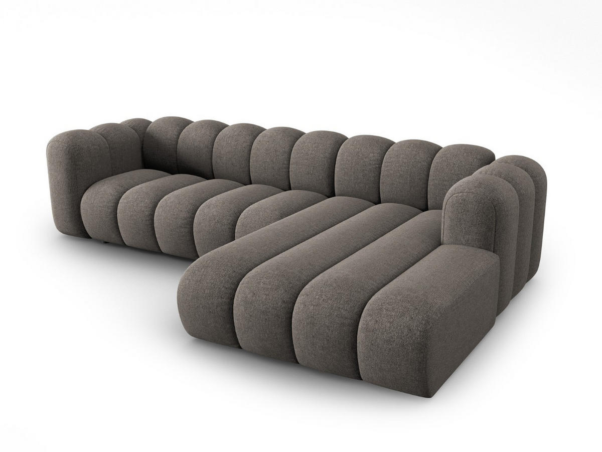 ECKSOFA modular rechts Lupine aus Chenille-Stoff grau 4 Sitzplätze - Grau, Textil (177/290cm) - Micadoni