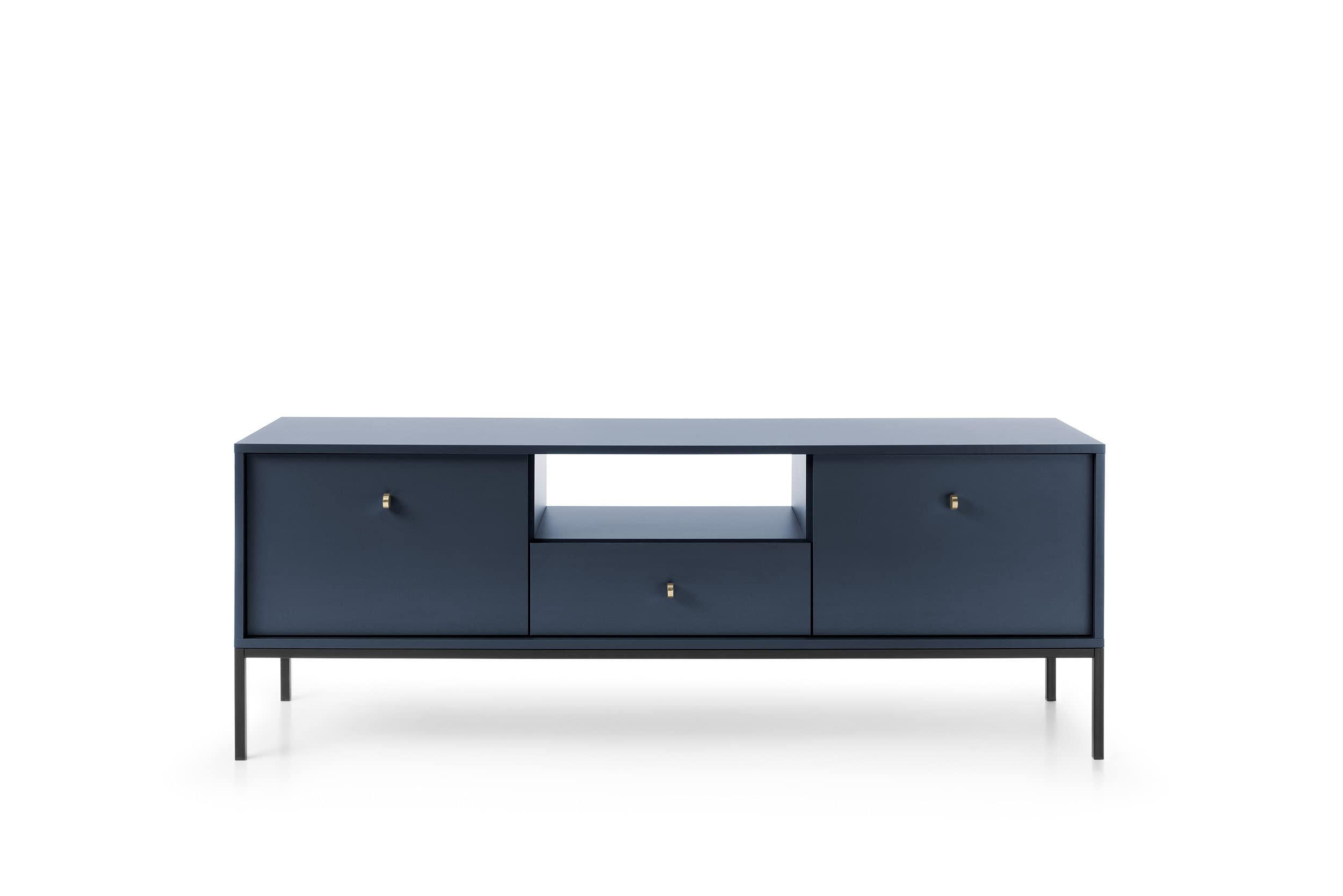 TV-SCHRANK Onom 154x56x39 cm - Lowboard mit Stauraum - Tv Ständer aus Laminierter Spanplatte - Marineblau - Blau, Holzwerkstoff (144/55/37cm) - Chilly