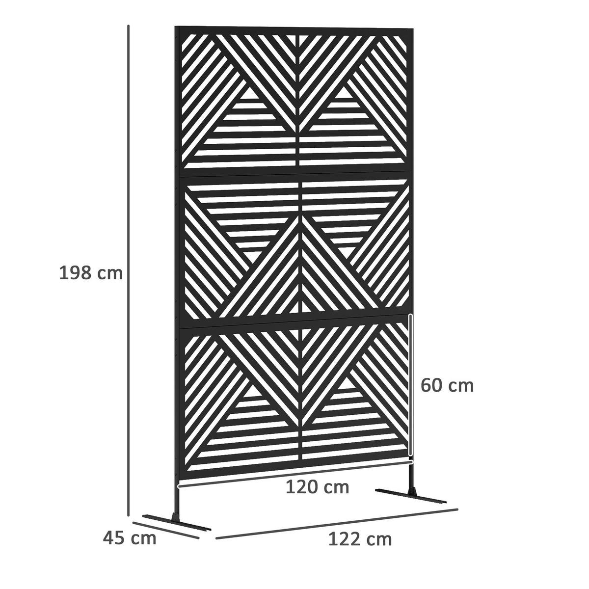 SICHTSCHUTZ-RANKGITTER,DEKORATIV für Kletterpflanzen 122x45x198cm,schwarz - Schwarz, Metall (122/198cm) - Vallsero
