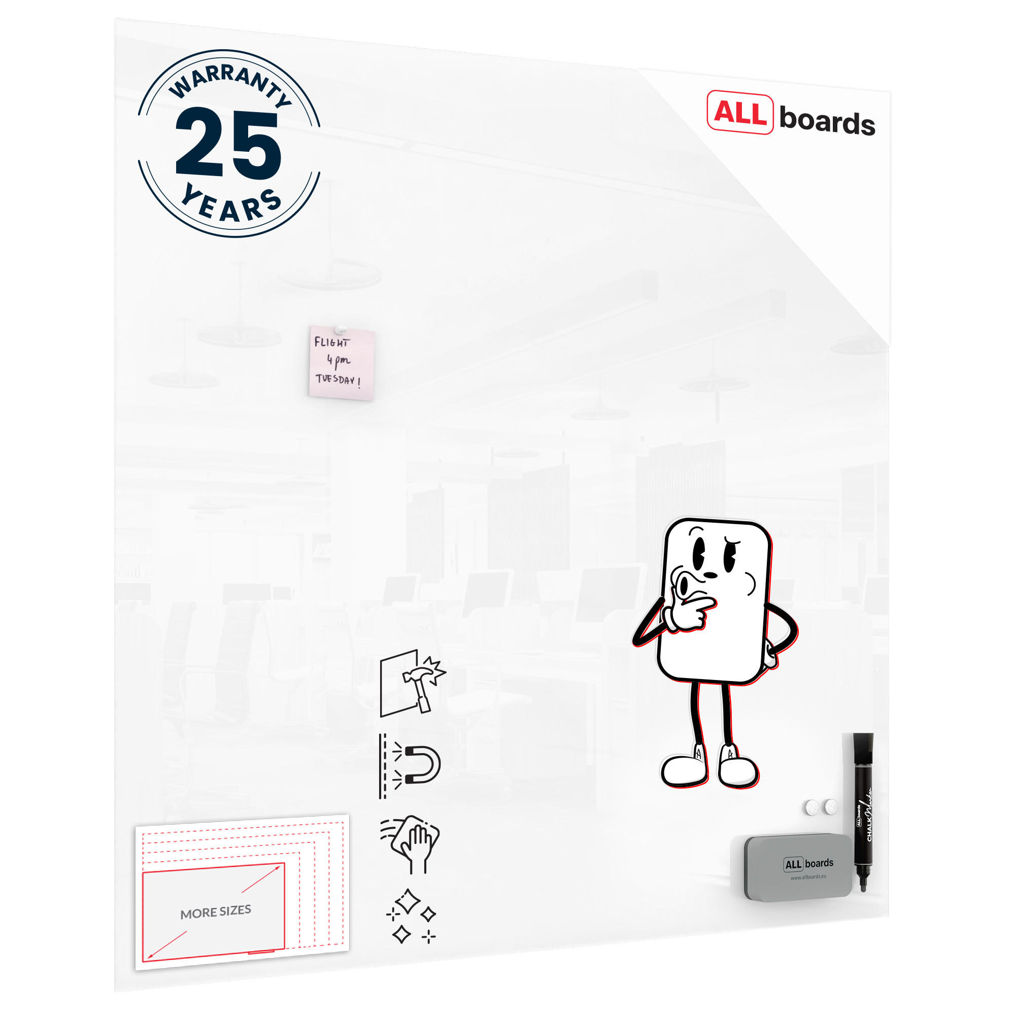 GLASBOARD - Premium SUPERWHITE Perlweiß 120x120 cm - Weiß, Glas (120/120/0.7cm) - ALLboards