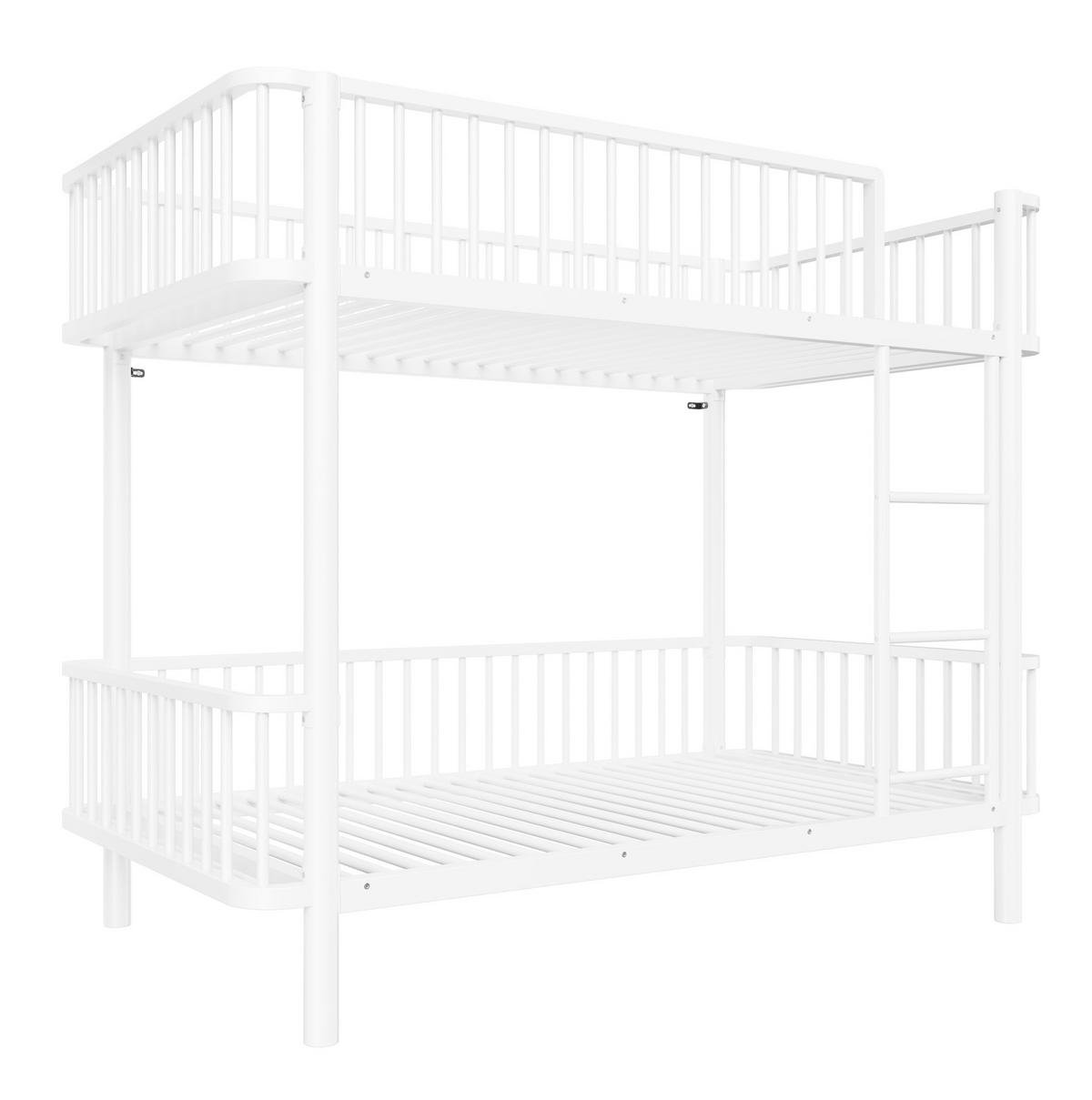 ETAGENBETT aus Metall 90x200 cm Weiß mit Sicherheitsgeländern und abgerundeten Ecken - Weiß, Metall (90/200cm) - Modfu