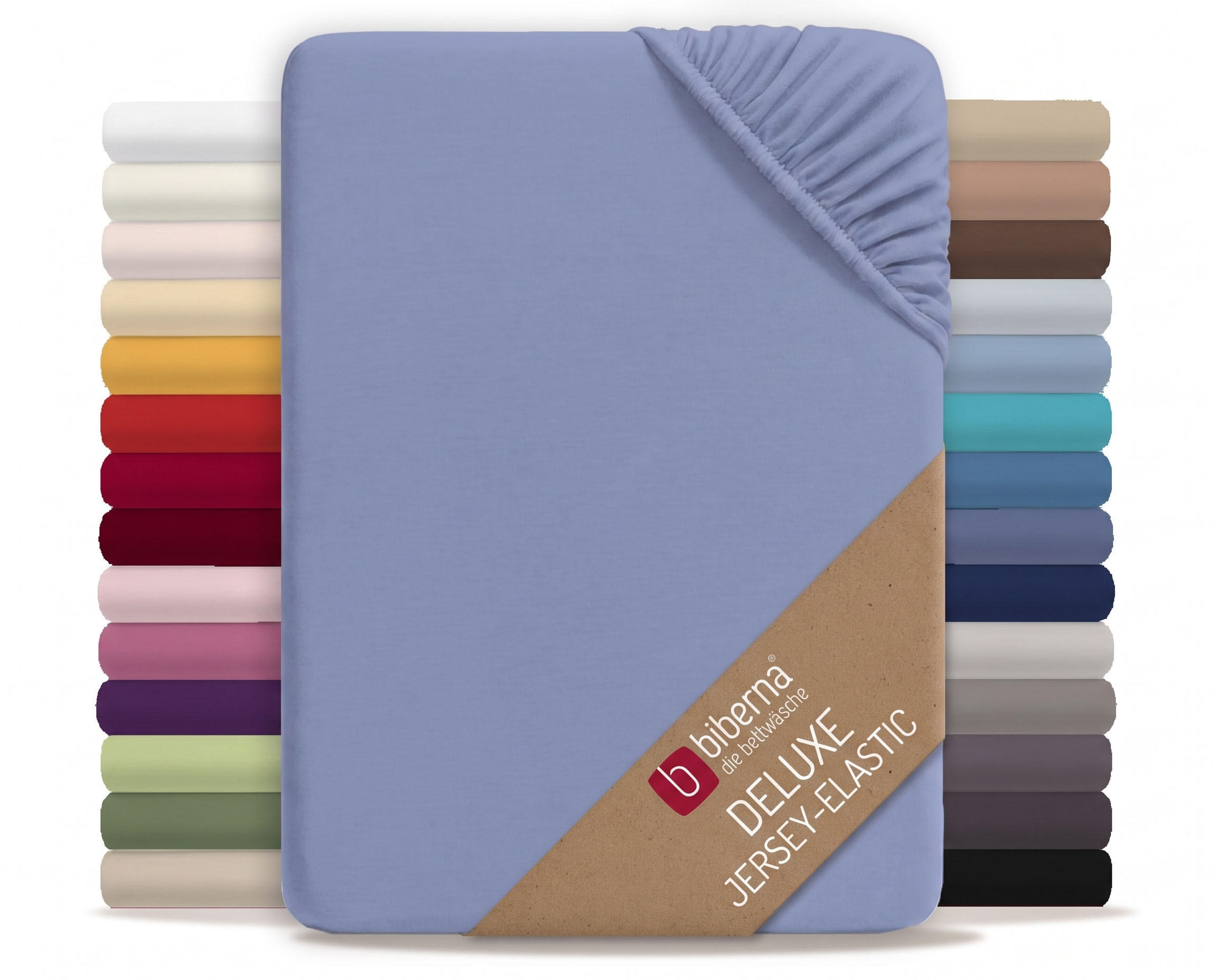 SPANNBETTTUCH Deluxe Jersey blau, 180x200 cm - 200x220 cm - Blau, Textil (200/220cm) - biberna