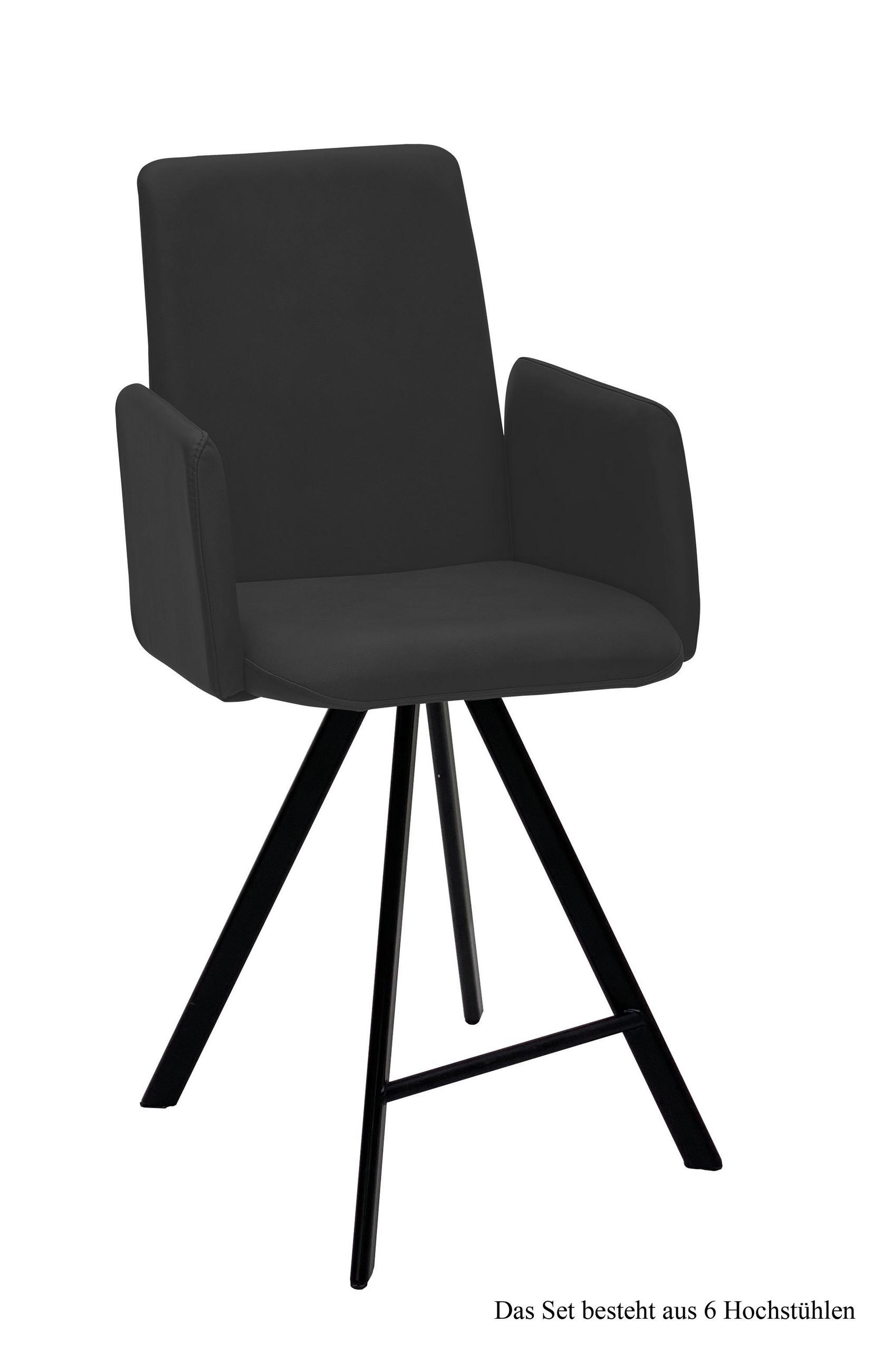 THEKENSTUHL drehbar (6er-Set) Desiree 52x109x60 Schwarz/Anthrazit - Anthrazit/Schwarz, Kunststoff (60/109/52cm) - 58aufmkessel