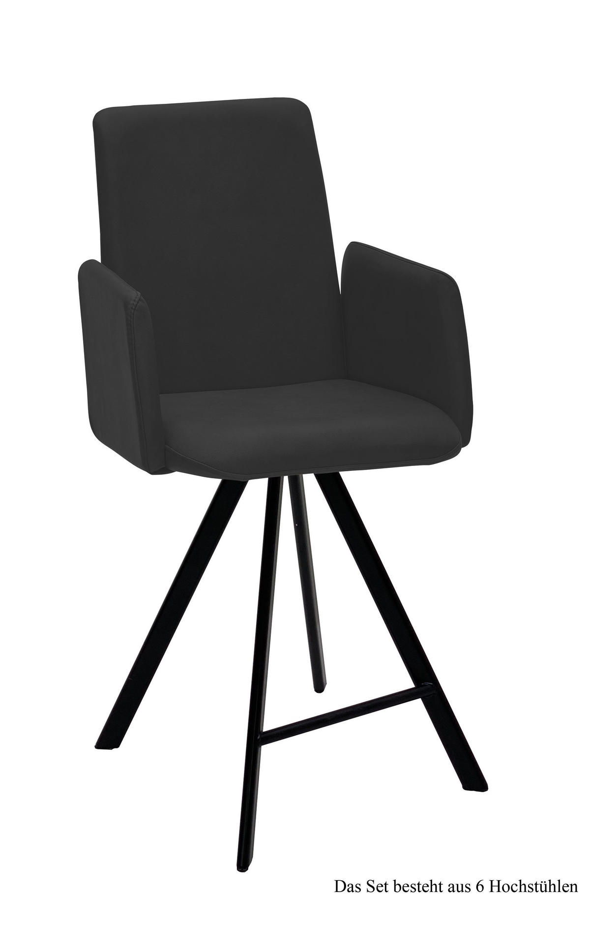 THEKENSTUHL drehbar (6er-Set) Desiree 52x109x60 Schwarz/Anthrazit - Anthrazit/Schwarz, Kunststoff (60/109/52cm) - 58aufmkessel