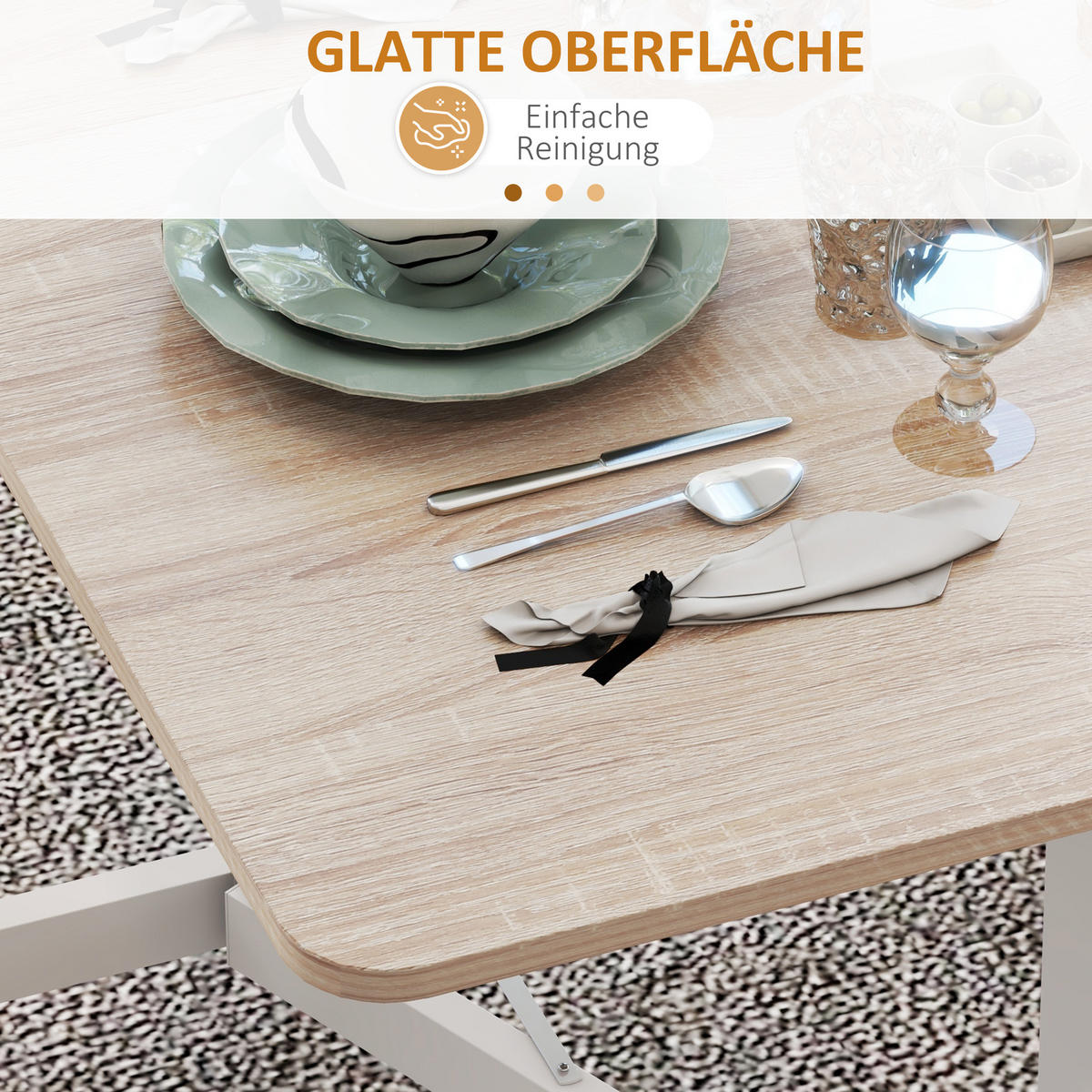ESSTISCH klappbar, MDF, Stahl, Eiche - Eichefarben, Kunststoff (80/73/120cm) - HOMCOM