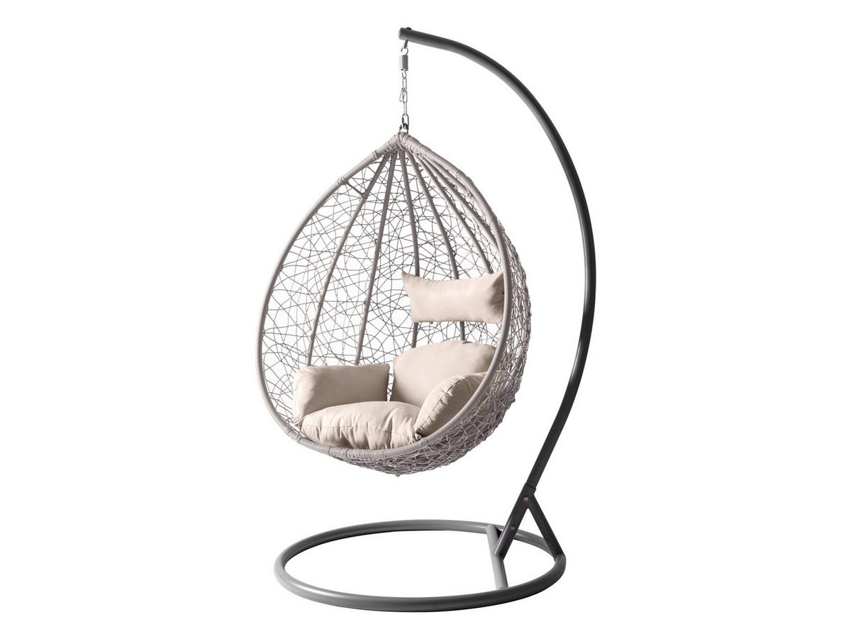 HÄNGESESSEL Savona - Hellgrau/Grau, Metall (106/195/105cm) - MIRJAN24