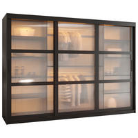 SCHWEBETÜRENSCHRANK 200/250/62 3-türig - Schwarz, Holz/Kunststoff (250/200/62cm) - Abiks Möbel