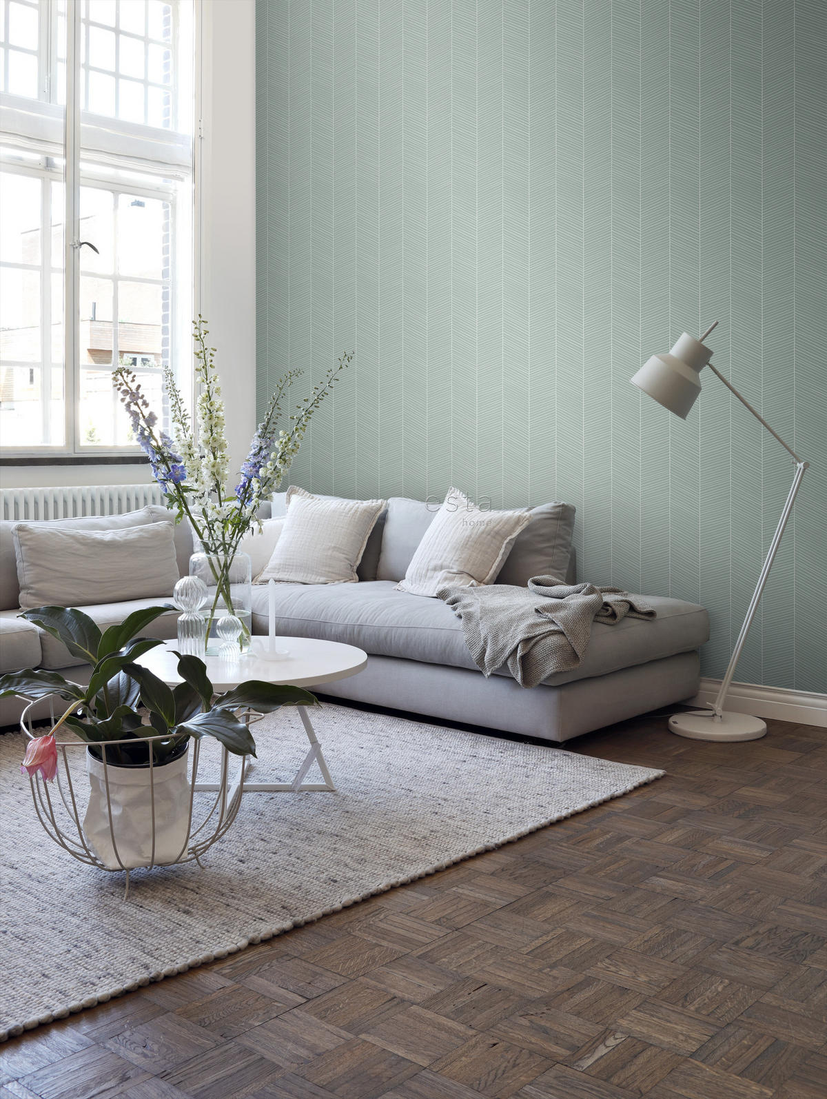 TAPETE Fischgrätmuster 53 cm x 10.05 m - Grün, Papier (53/1000cm) - ESTAhome