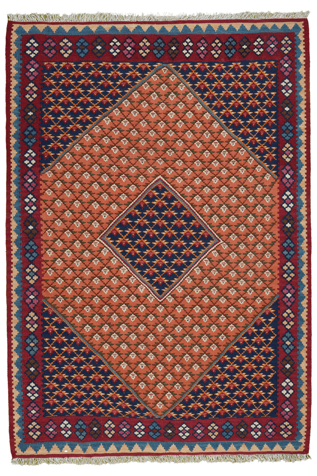 KELIM-TEPPICH handgewebt Senneh Orange 154/107 cm Schurwolle - Orange, Textil (107/154cm) - Looma