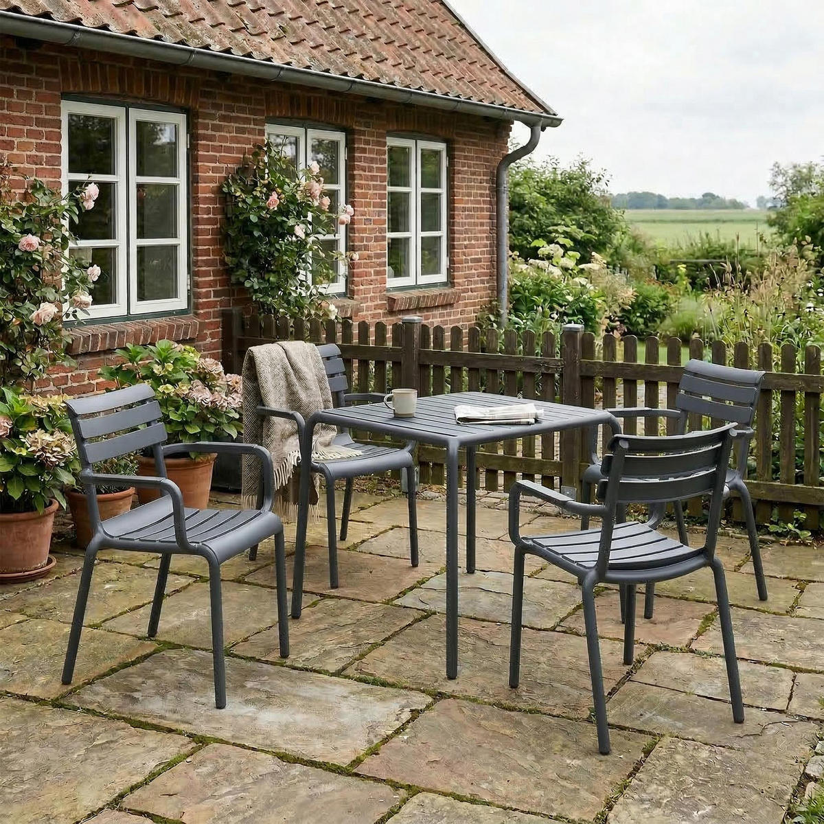 GARTENSTUHL Kunststoff Dunkelgrau - Dunkelgrau, Kunststoff (58/85/59cm) - CLP