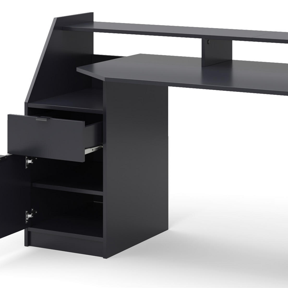 COMPUTERTISCH Joel Schwarz 179.8 x 65.5 cm - Schwarz, Holzwerkstoff (65.5/179.8/90.6cm) - Vicco