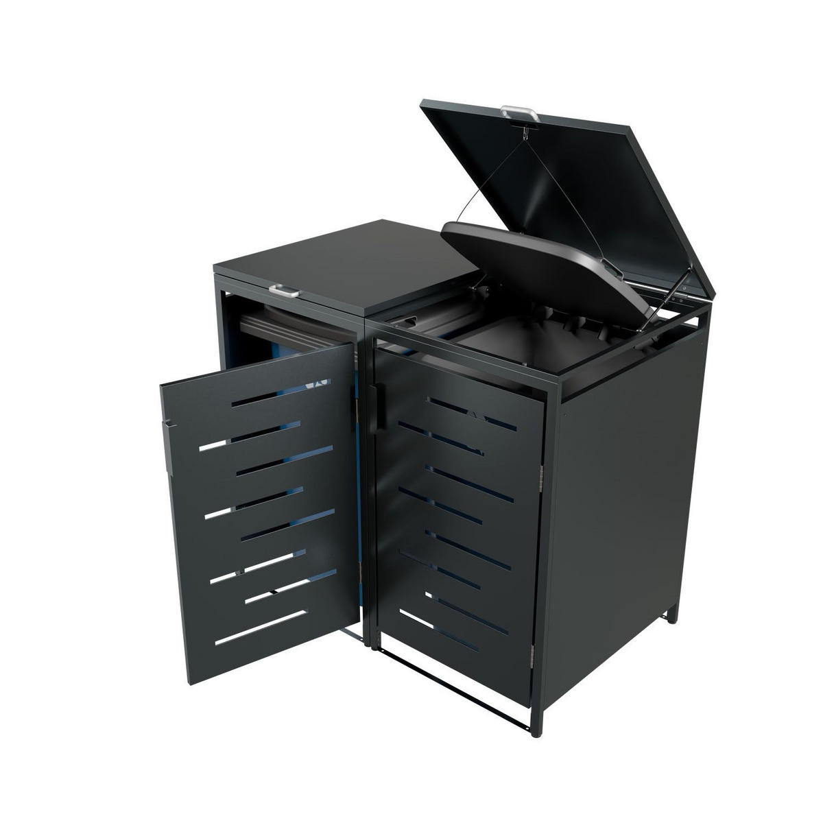 MÜLLTONNENBOX Arel 2er-Set - Anthrazit, Metall (136/120/80cm) - Juskys