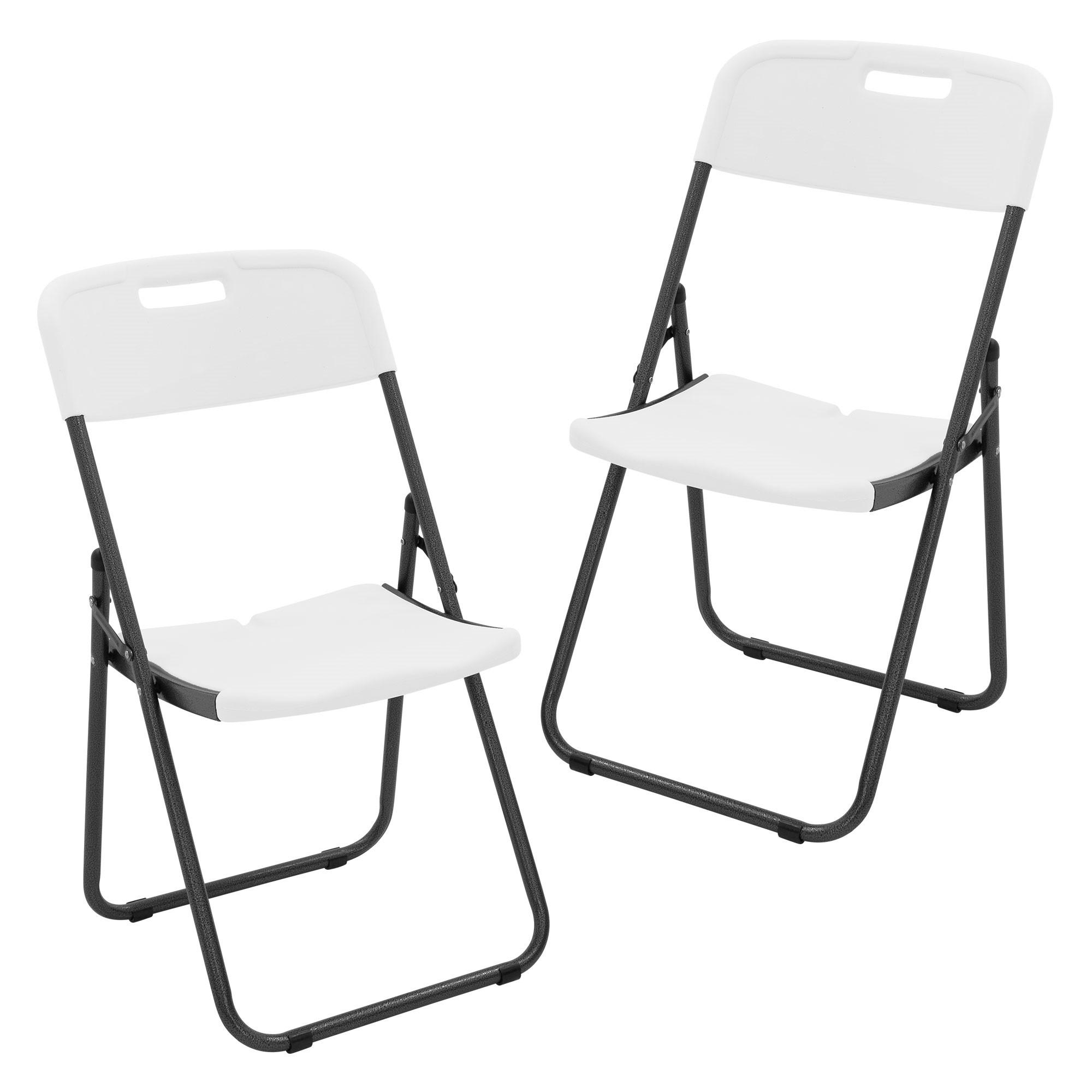 KLAPPSTUHL 2er Set Weiß Kunststoff Metall - Dunkelgrau, Metall (54.5/85.5/46cm) - ECD-Germany
