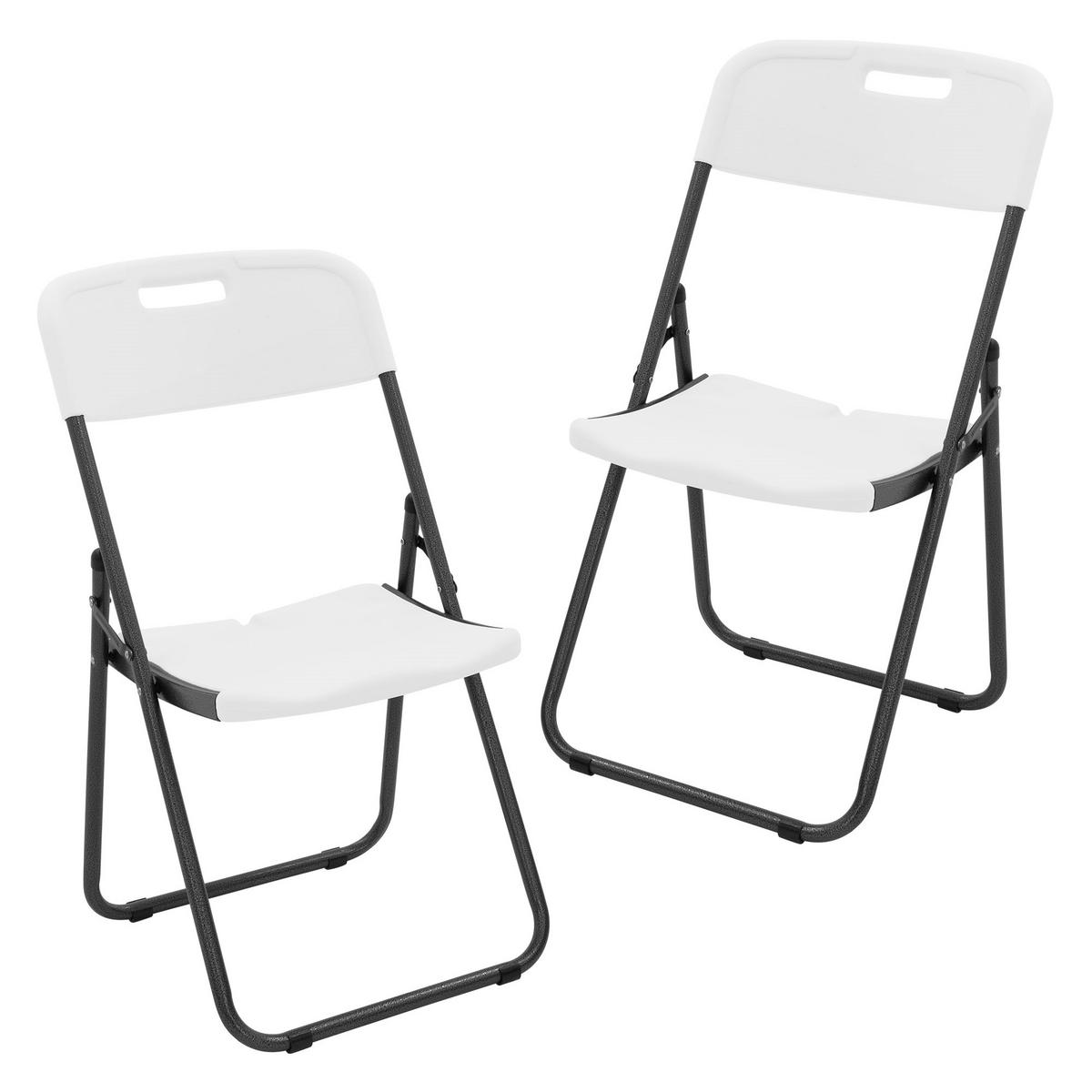 KLAPPSTUHL 2er Set Weiß Kunststoff Metall - Dunkelgrau, Metall (54.5/85.5/46cm) - ECD-Germany