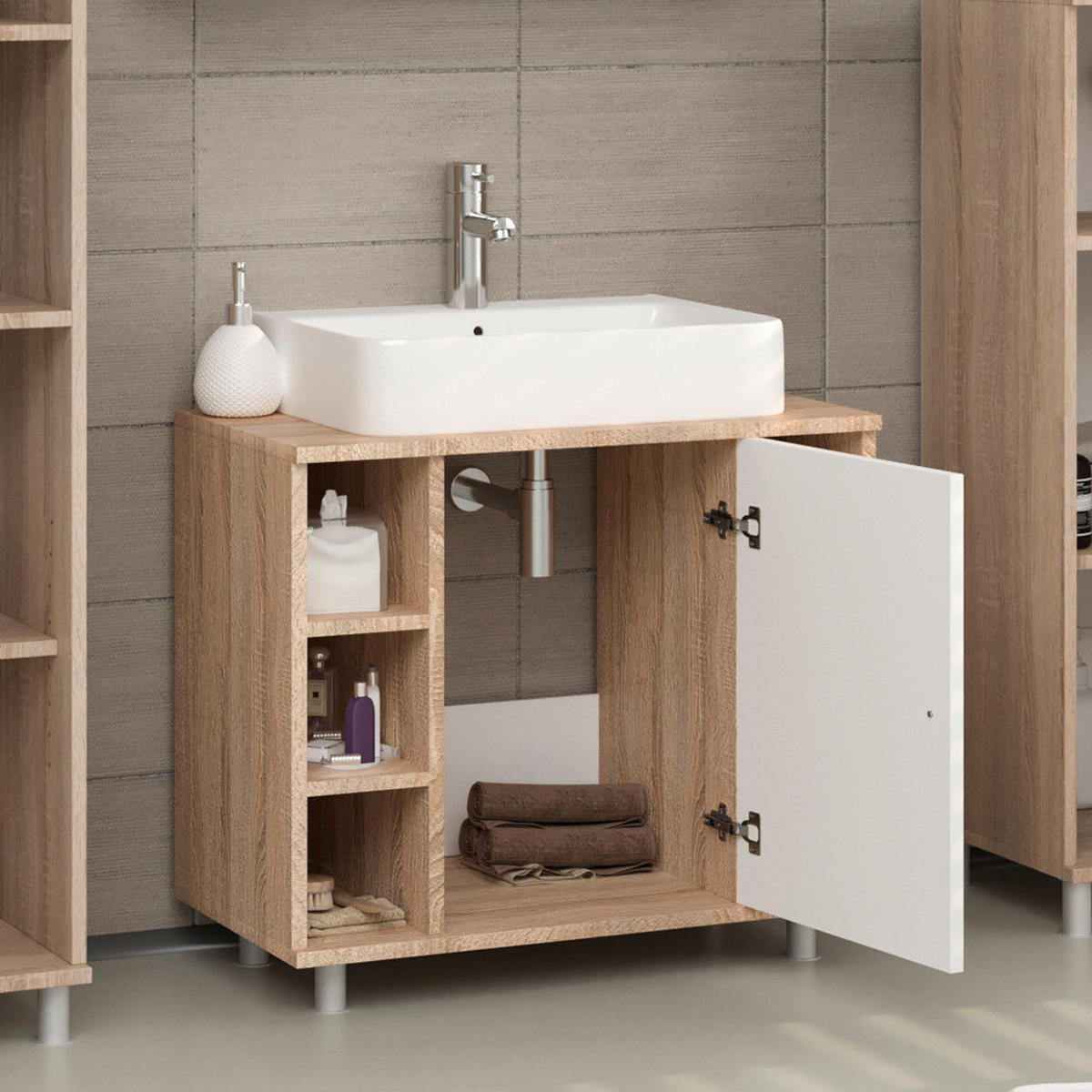 WASCHBECKENUNTERSCHRANK Fynn Sonoma 60 x 54 cm - Sonoma Eiche, Holzwerkstoff (60/54/32cm) - Vicco