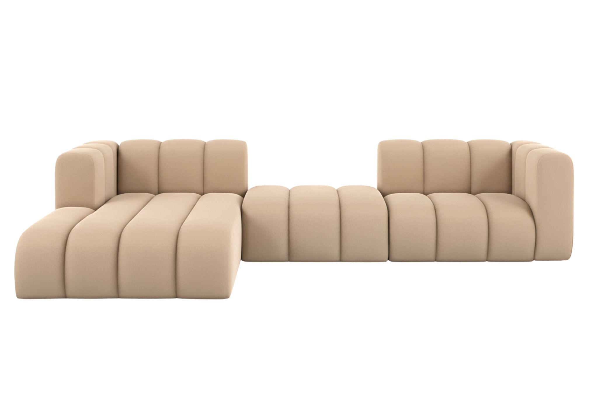 ECKSOFA L-Form Grand L 319 cm, Veloursstoff Salvador, Beige, Links - Beige, Holz (319/179cm) - Kaiser Möbel