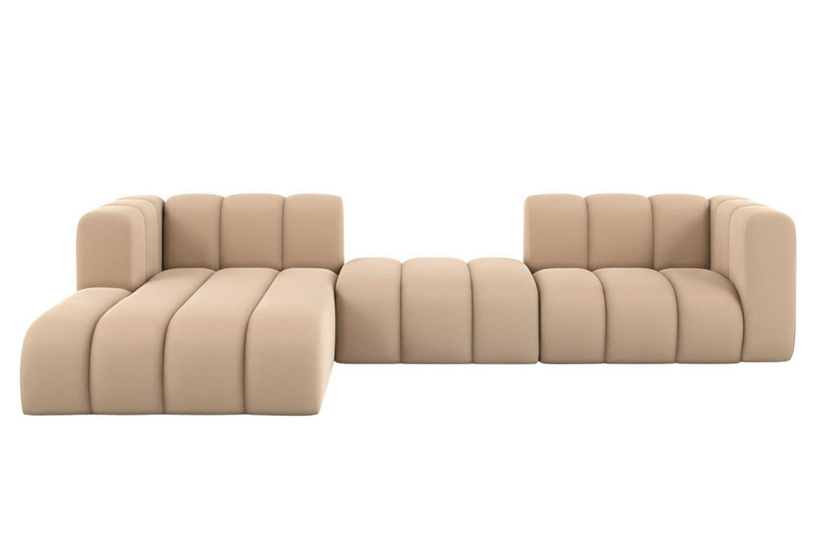 ECKSOFA L-Form Grand L 319 cm, Veloursstoff Salvador, Beige, Links - Beige, Holz (319/179cm) - Kaiser Möbel