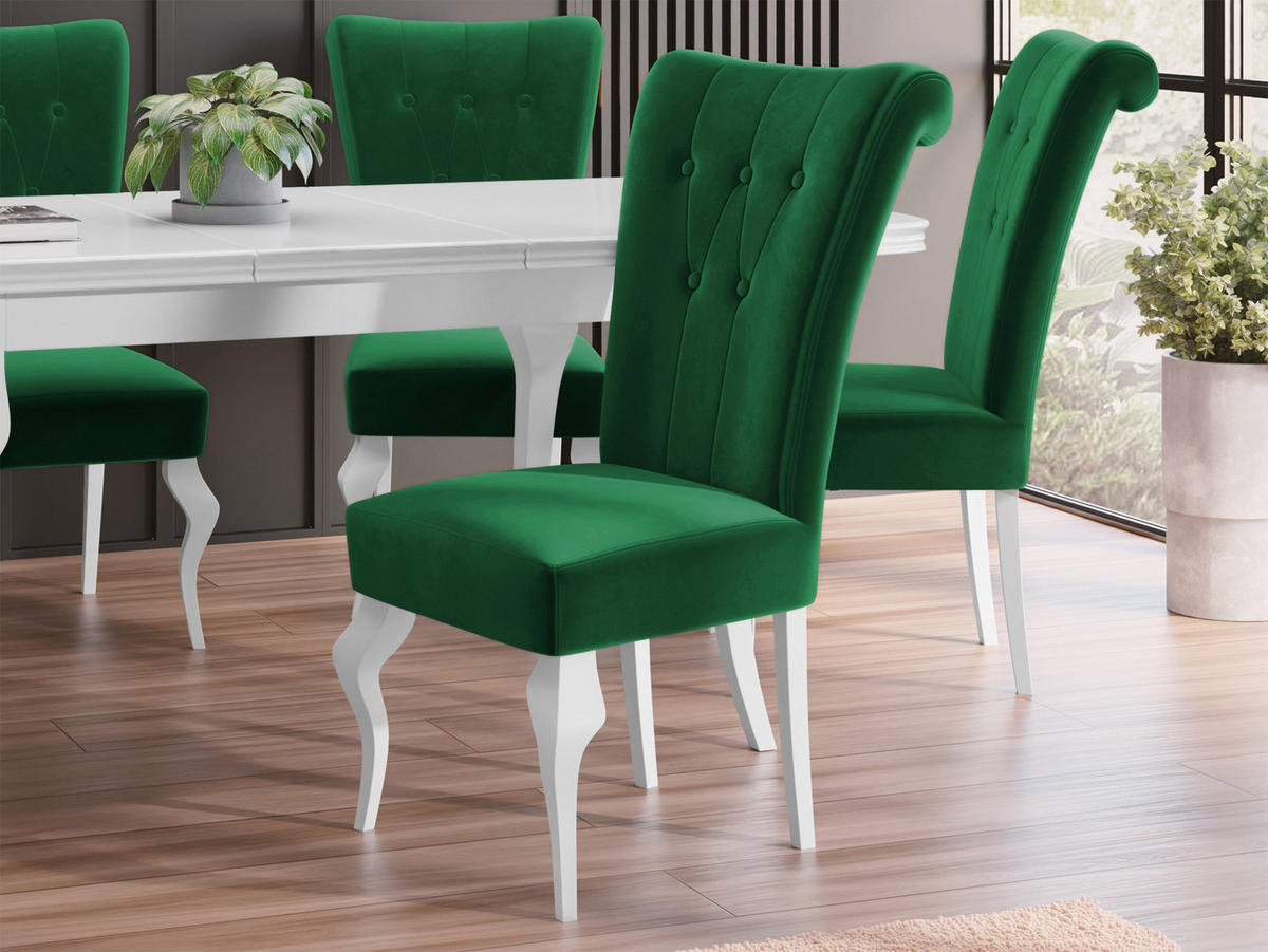 POLSTERSTUHL Frigene 01 - Smaragdgrün/Weiß, Holz/Textil (52/100/70cm) - MIRJAN24