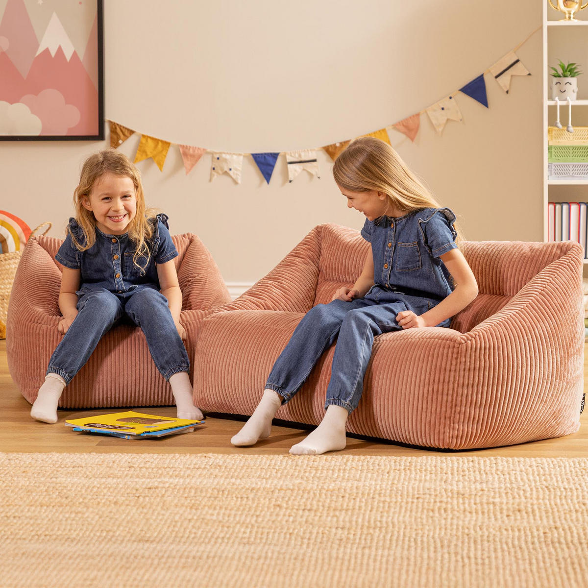 KINDERSOFA mit Sitzsack Sessel Cecilia - Pink, Textil (140/44/55cm) - icon
