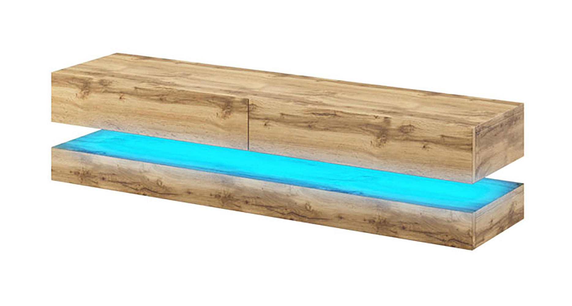 LOWBOARD Fly wotan eiche 140 / 34 / 25cm - Blau/Eichefarben, Holz/Holzwerkstoff (140/25/34cm) - Feldmann-Wohnen