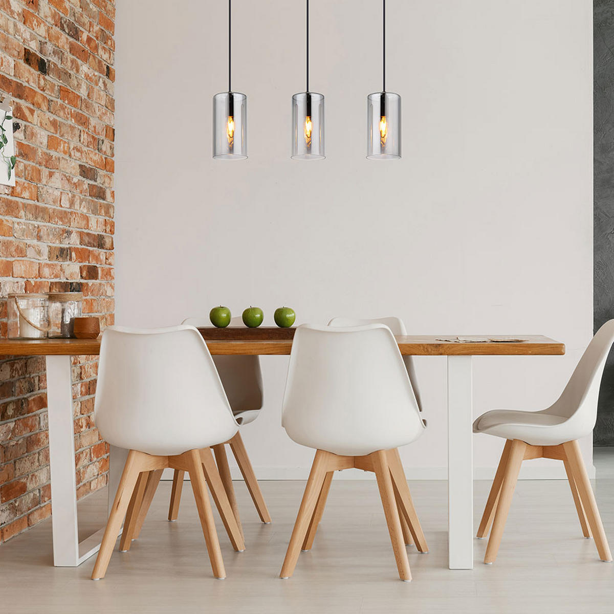 PENDELLEUCHTE Metall Glas Rauchfarben - Schwarz, Glas (63/11/120cm) - Globo Lighting