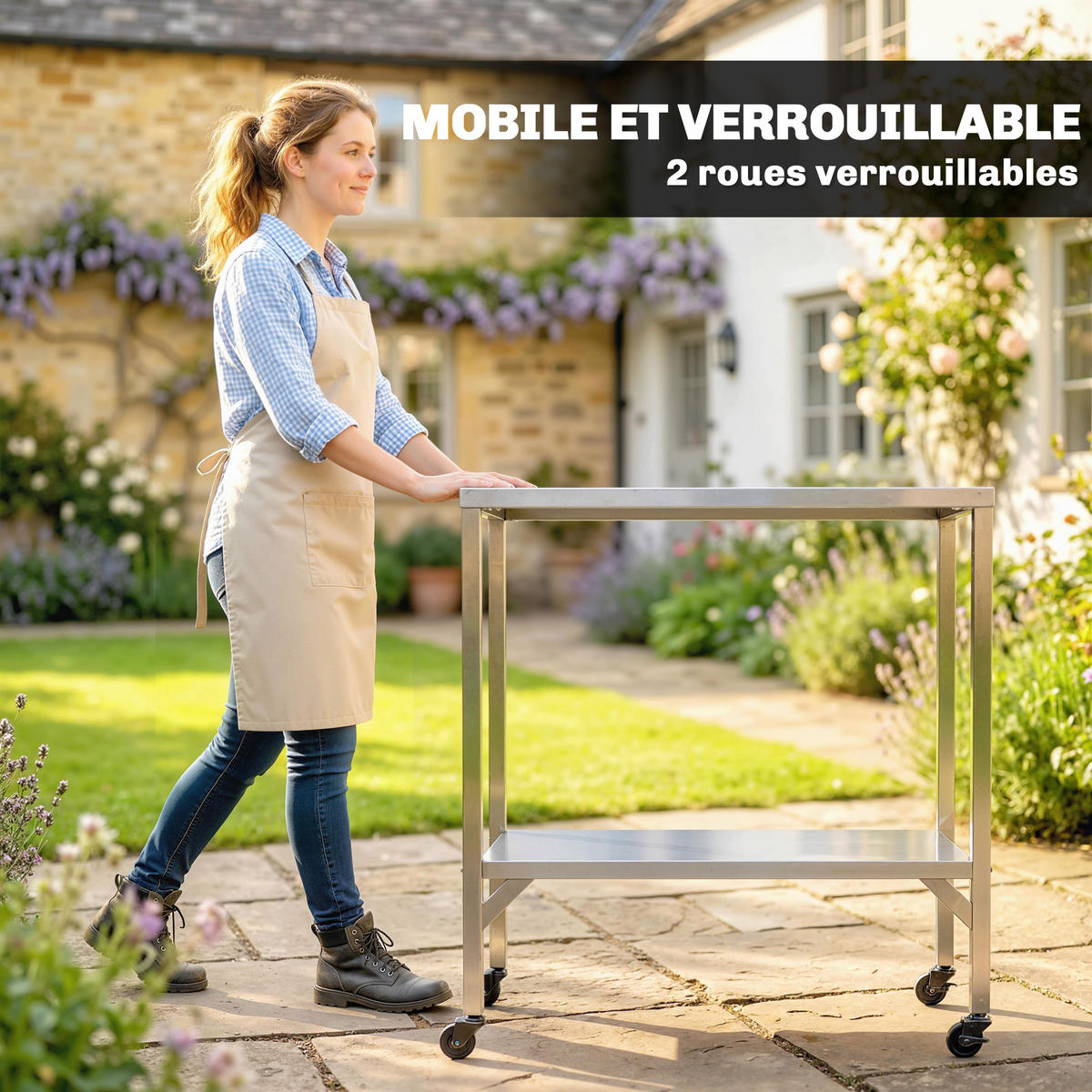 GRILLWAGEN DE-13849 mit Edelstahl-Arbeitsplatte Silber - Silberfarben, Metall (60/92/85cm) - ComfortXL