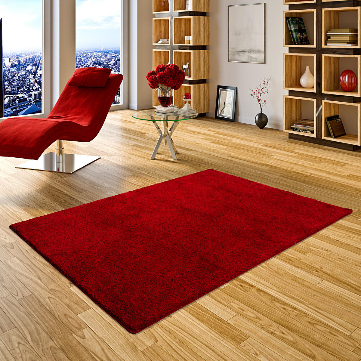HOCHFLOR SHAGGY TEPPICH PALACE - Weinrot, Textil (80/240cm) - Snapstyle