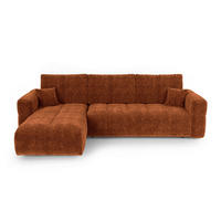 LINKSECK-SCHLAFSOFA mit Stauraum VIBE Kettgewebe mit weichem Griff Terrakotta 286cm - Dunkelorange/Terracotta, Textil (286/169cm) - Premium Interiors