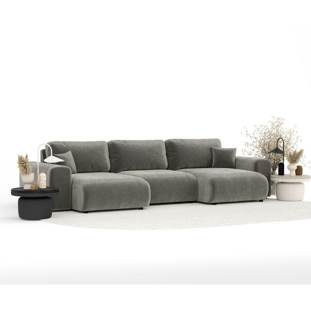 Thumbnail - Maison de Reve Panoramasofa, Grau, Textil, 6-Sitzer, Füllung: Silikon, U-Form, Rundrohr, 325x79x144 cm, Oeko-Tex® Standa...