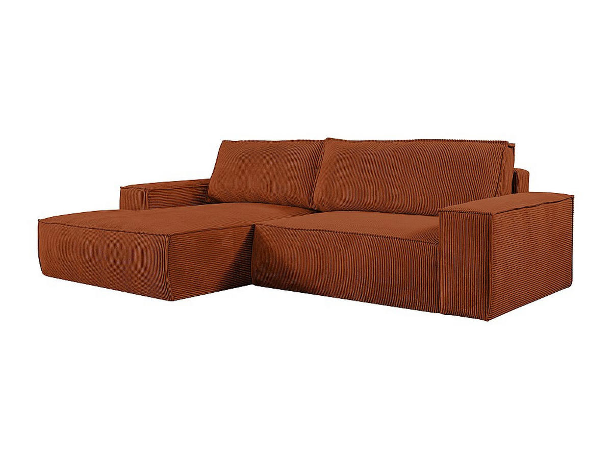 ECKSOFA mit Schlaffunktion - Ecke links - Cord - Terracotta - AMELIA - Braun, Textil (167/267cm) - Vente-Unique