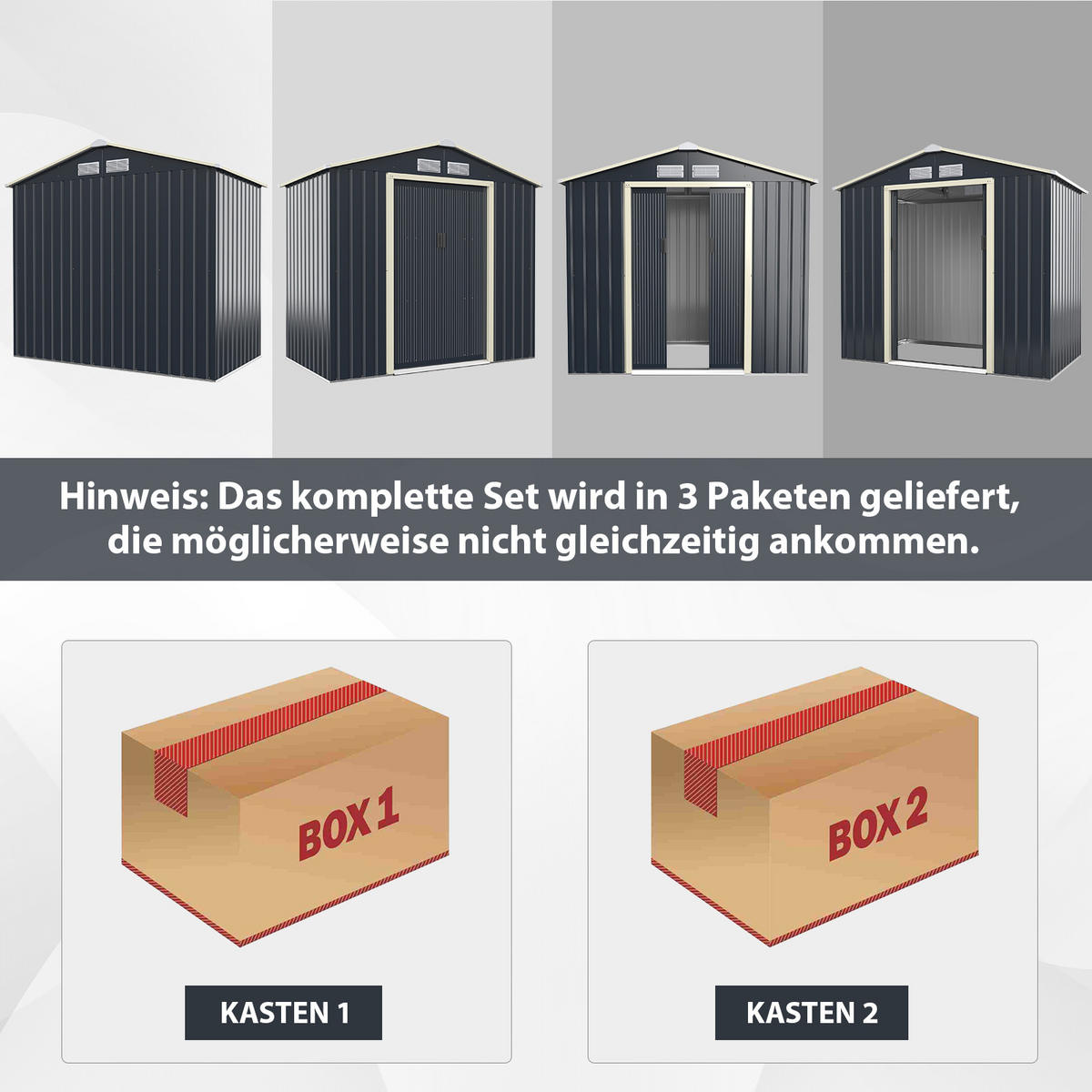 GERATEHAUS Metall abschließbar Grau - Grau, Metall (127/195/213cm) - COSTWAY