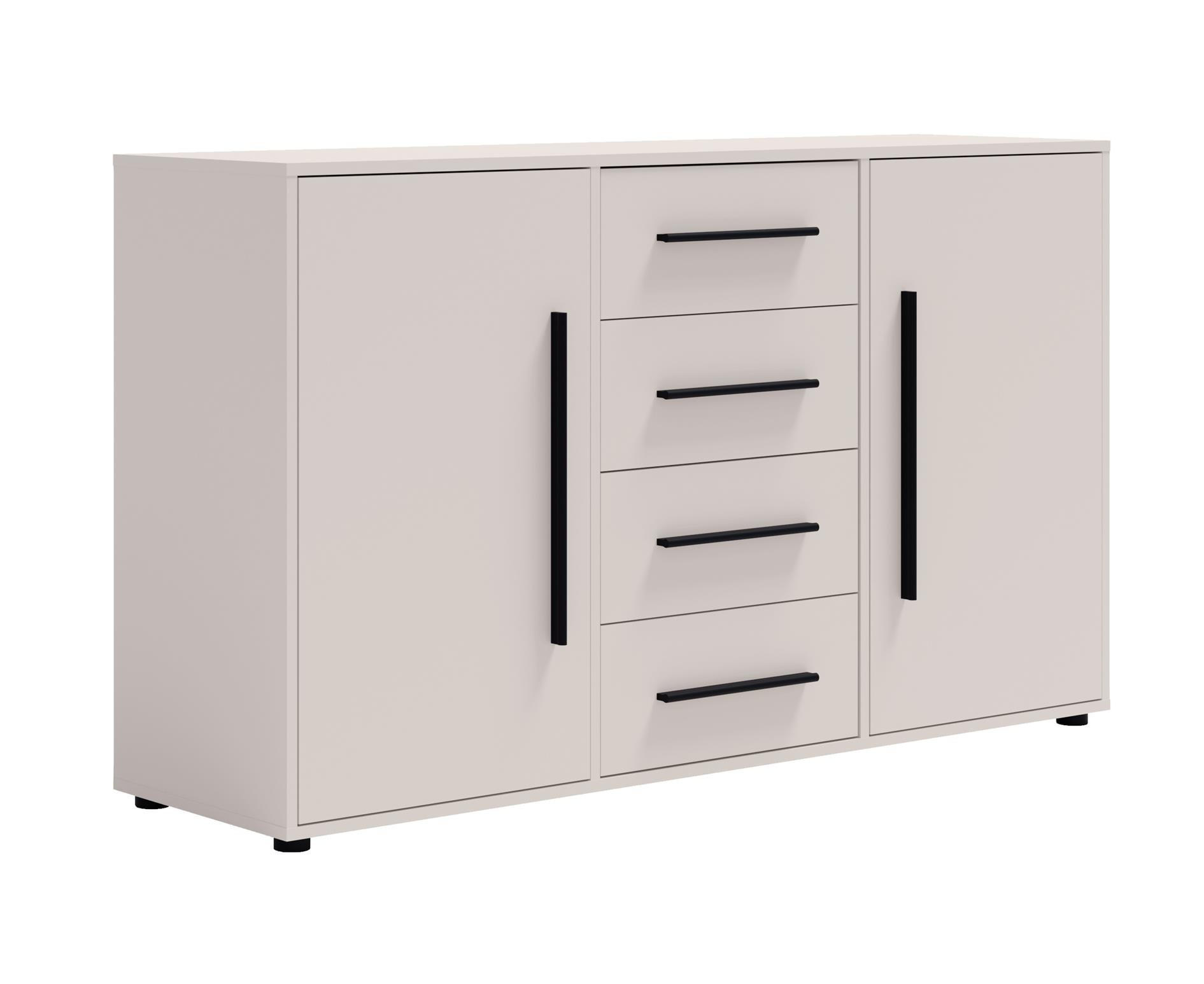 KOMMODE Maxivo Kaschmir - Kaschmir/Schwarz, Holzwerkstoff (150/87/40cm) - Bettso