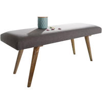 SITZBANK SILE Retro Stil Stoffbezug Massivholz, Grau 117x38x51 cm - Braun/Grau, Mangoholz/Textil (117/51/38cm) - KADIMA DESIGN