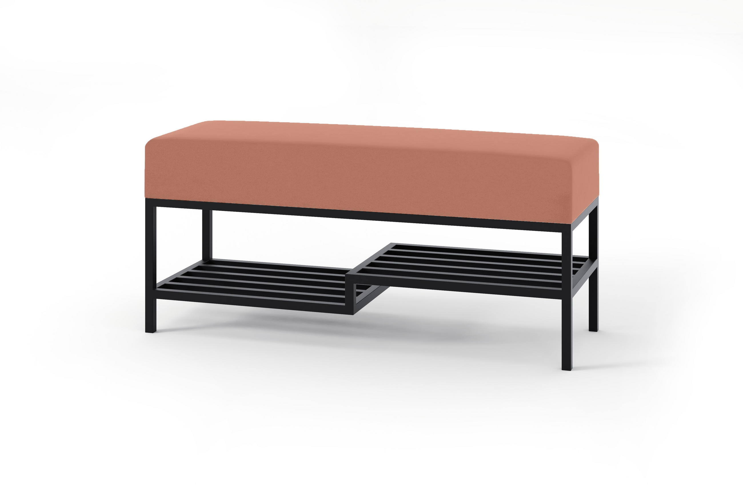POLSTERBANK MELLO 80 Rosa, Schwarzes Gestell - Schwarz/Rosa, Textil/Metall (80/45/35cm) - Bettso