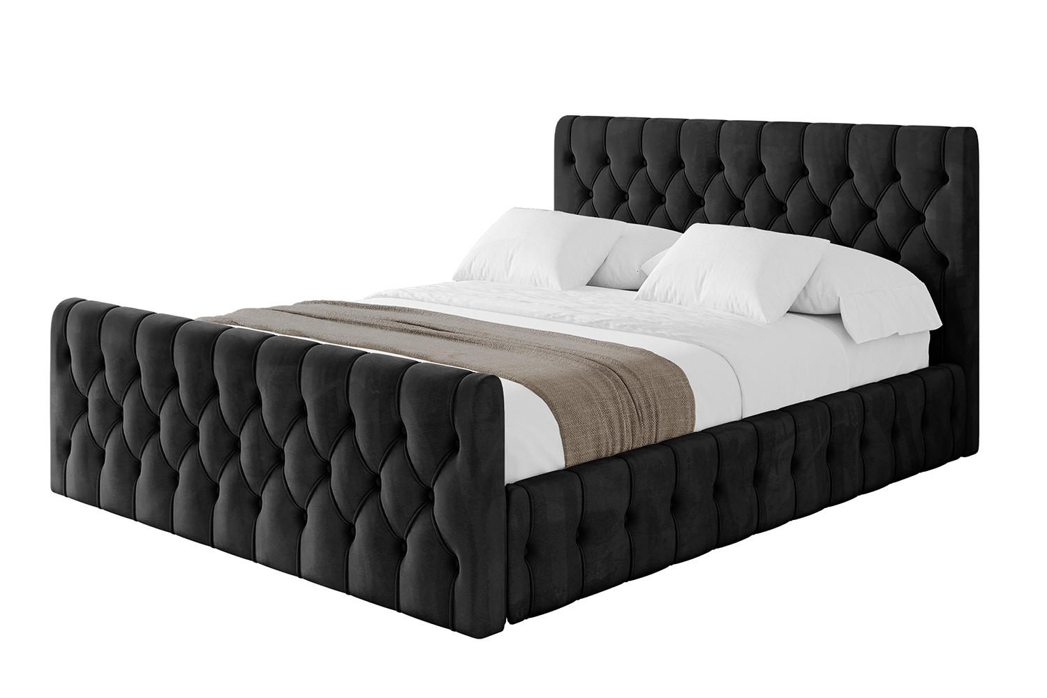 POLSTERBETT mit Bettkasten, Fußteil und Lattenrost, Boxbett ohne Matratze - LARO-Z 180x200 Schwarz - Schwarz, Holzwerkstoff/Textil (180/200cm) - ALTDECOR