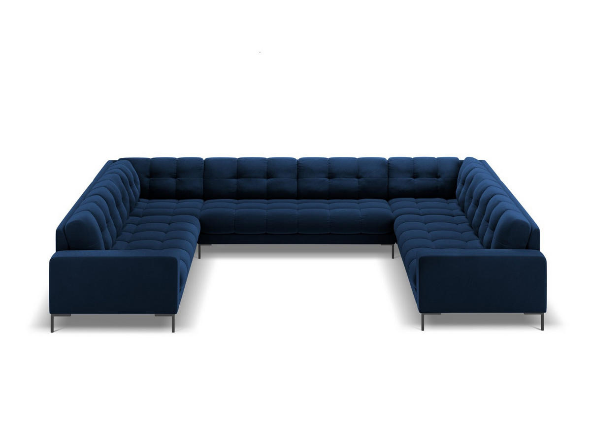 PANORAMASOFA Mamaia aus Samt königsblau 9 Sitzplätze - Blau, Textil (256/75/337cm) - Micadoni