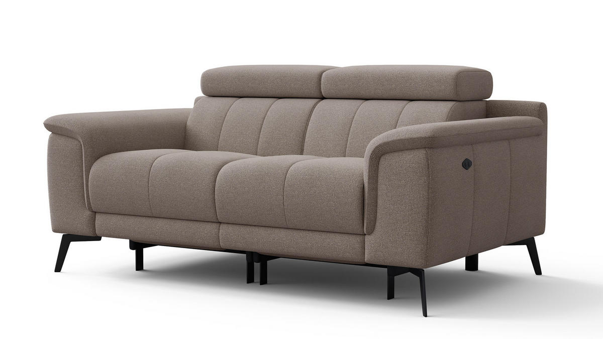 RELAXSOFA FIERO 2-Sitzer mit 2 Relaxfunktionen, taupe - Taupe/Schwarz, Holzwerkstoff/Textil (170/82/103cm) - Courtois Laville