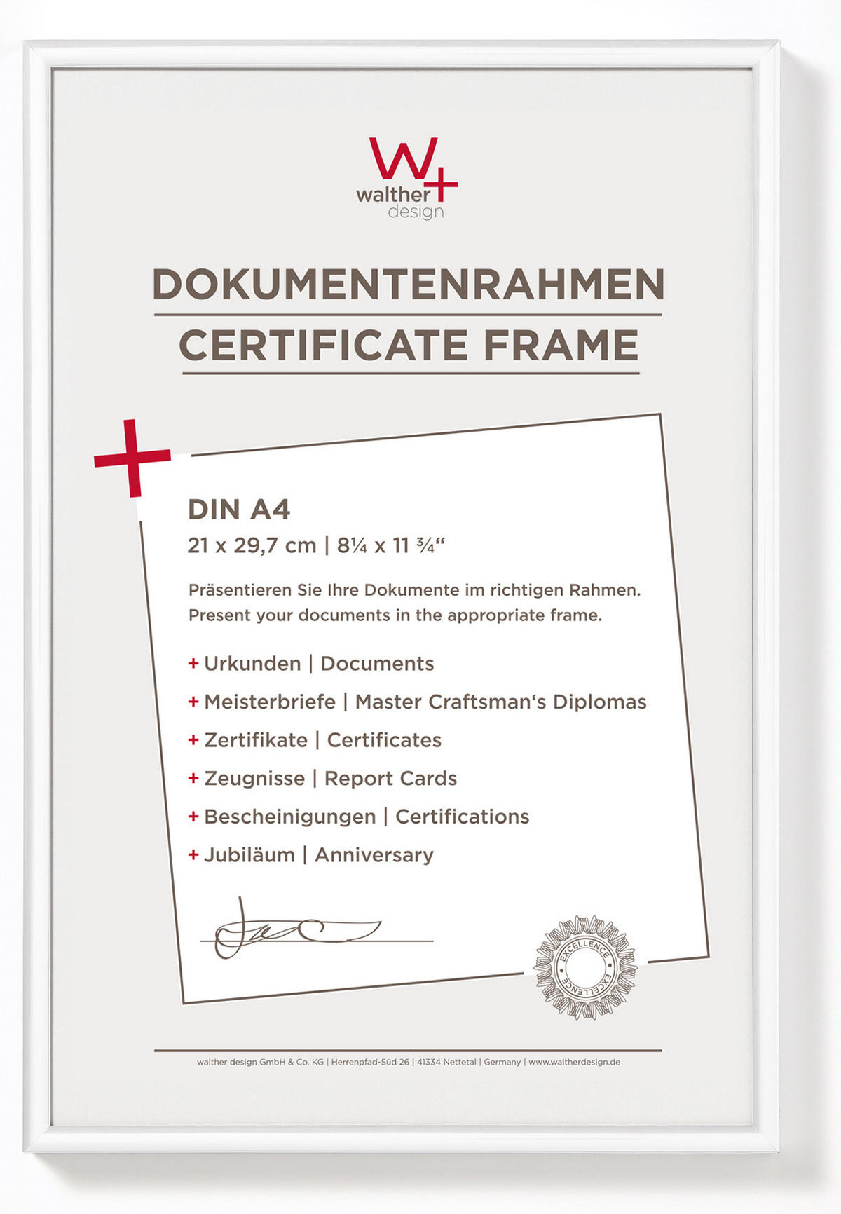 KUNSTSTOFFRAHMEN New Lifestyle Kst.Rahmen 21x29,7 cm weiß - Weiß, Kunststoff (22.2/31/1.4cm) - walther design