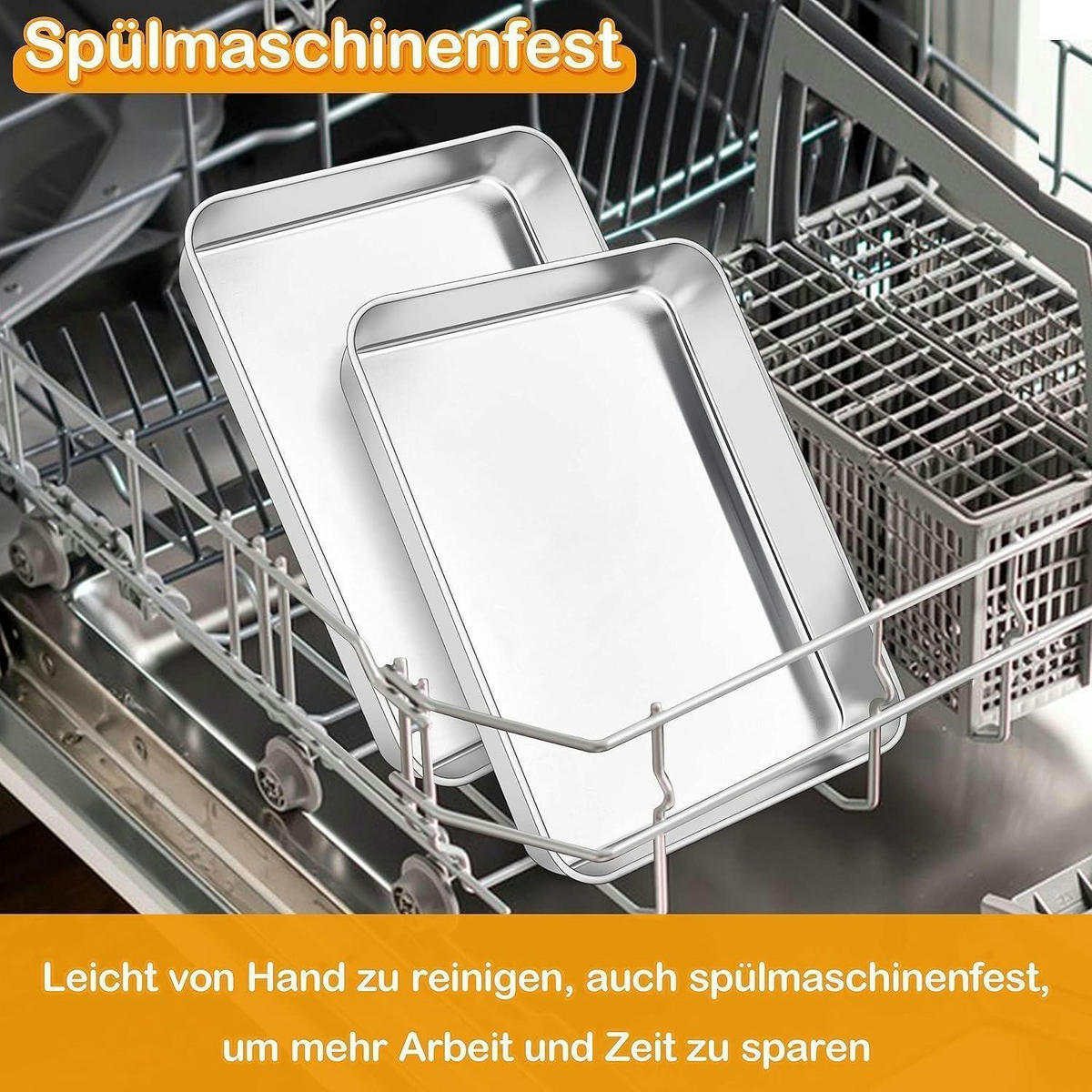 BACKBLECH 2er Set Edelstahl 31,6 x 24,7 cm - Silberfarben, Metall (24.7/4.8/31.6cm)