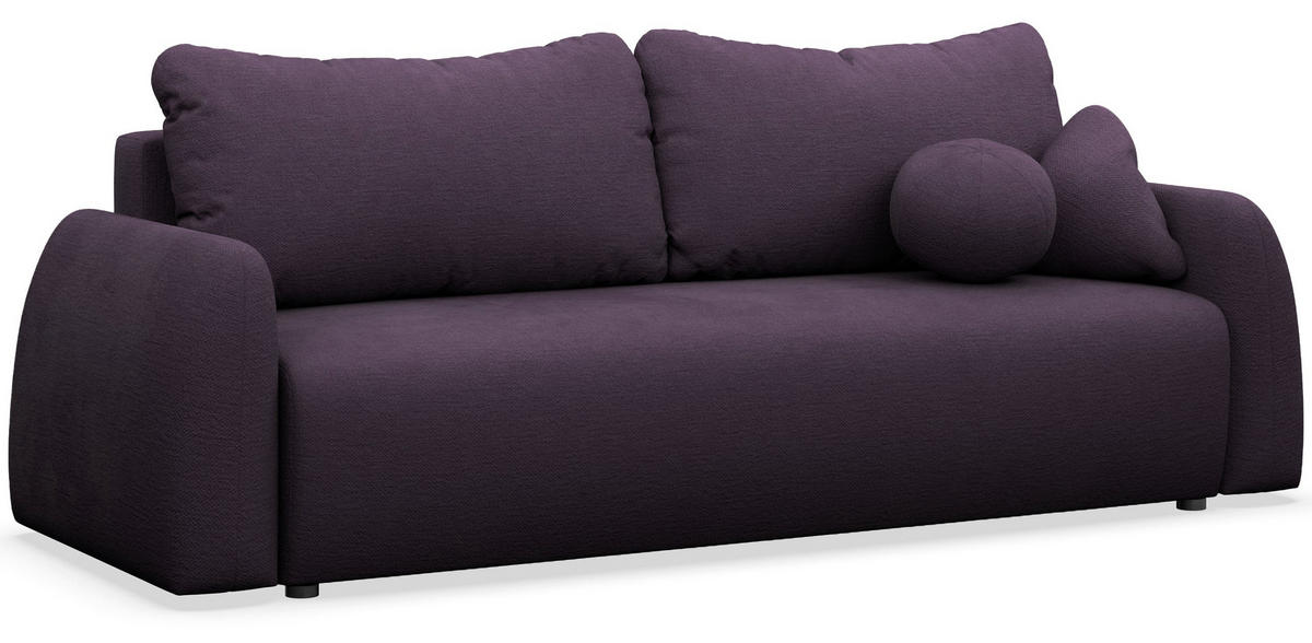 3-SITZER SOFA Nubelle violett Chenille-Bezug, wasserabweisend - Lila/Schwarz, Kunststoff/Textil (244/85/93cm) - Selsey