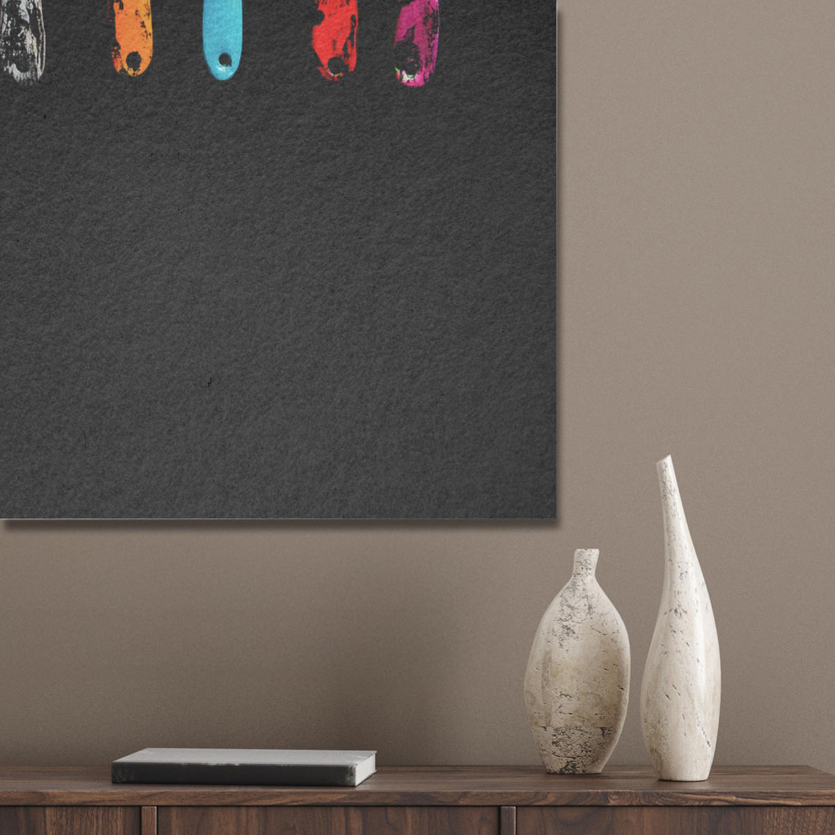 AKUSTIKBILD Löffel - Gewürze - Modern - Graffiti - Farbe - Farbenfroh Wanddeko 70x100 cm - Multicolor, Textil (70/100/0.9cm) - MuchoWow