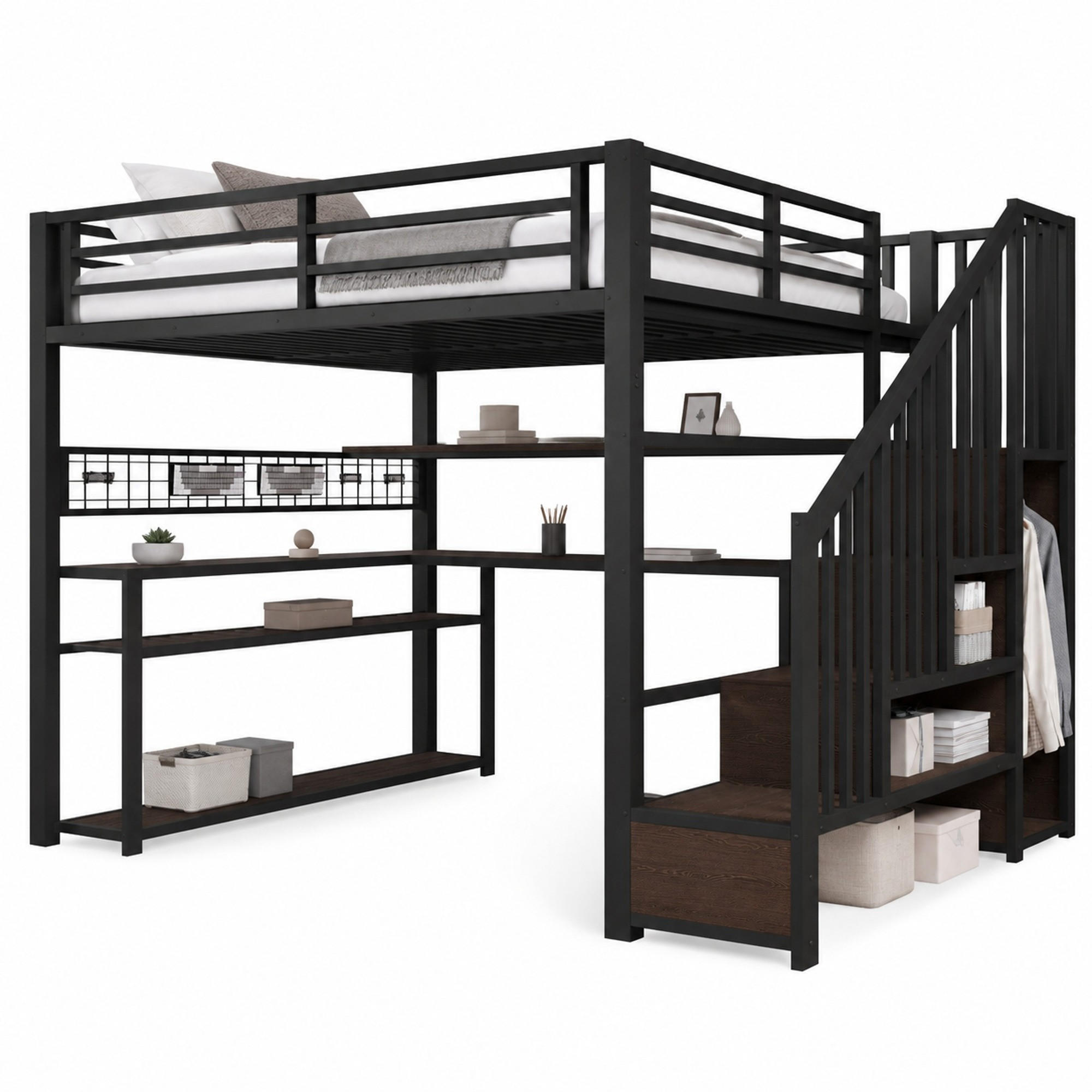 Ivmeu Gaming-Hochbett Schwarz 140x200 cm